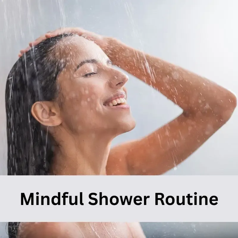 A peaceful mindful shower routine helping women over 50 release daily stress and accept their bodies.
