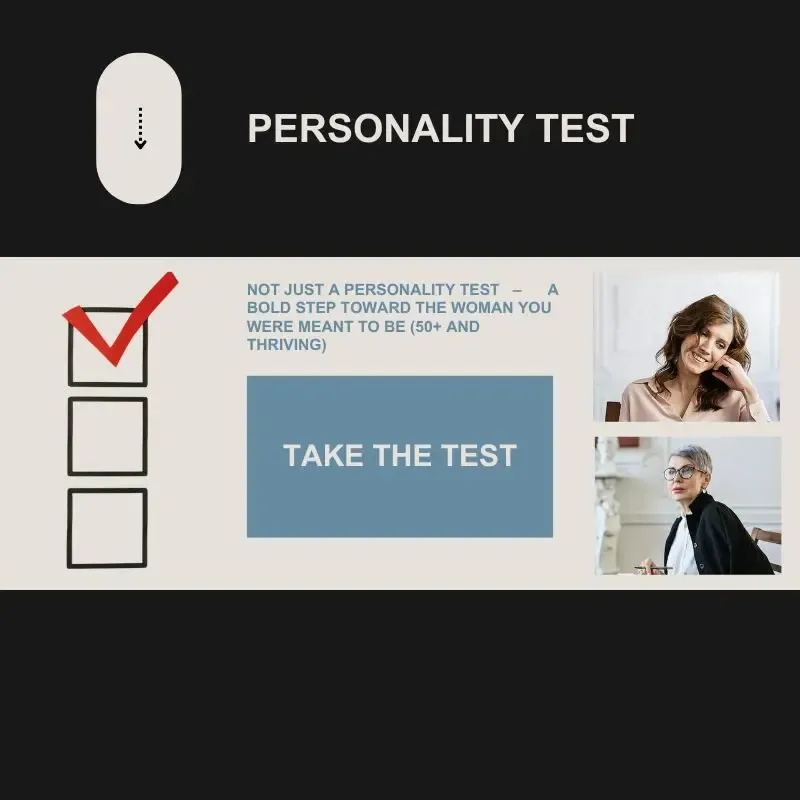 A woman over 50 taking a personality quiz to rediscover her natural strengths.