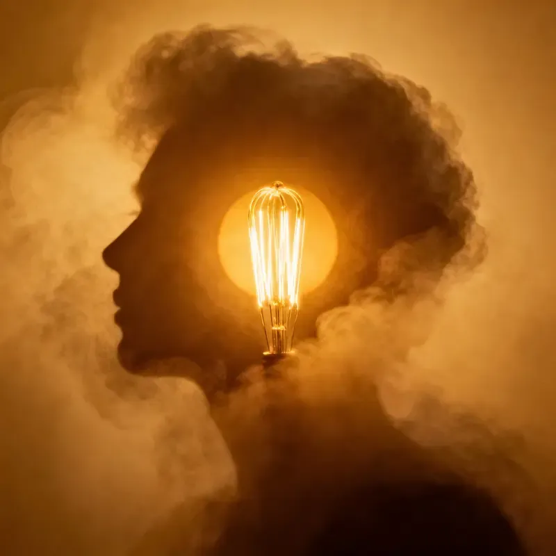 Abstract representation of brain energy and oestrogen recalibration during menopause for women over 55.