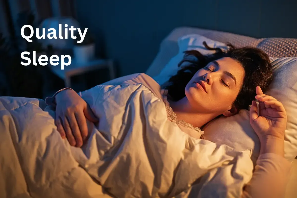 Woman over 50 sleeping soundly after using The Mastery of Sleep programme by Michael Breus.
