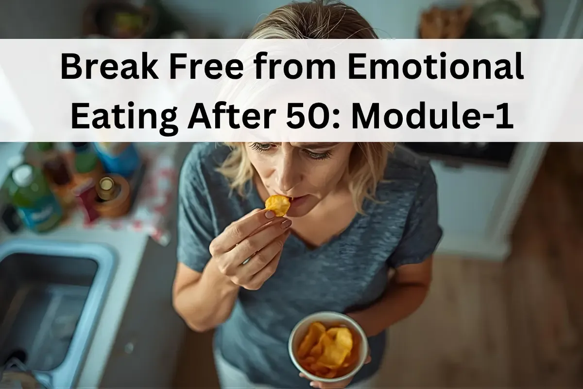 Woman over 50 mindfully eating, representing food freedom and emotional detox.