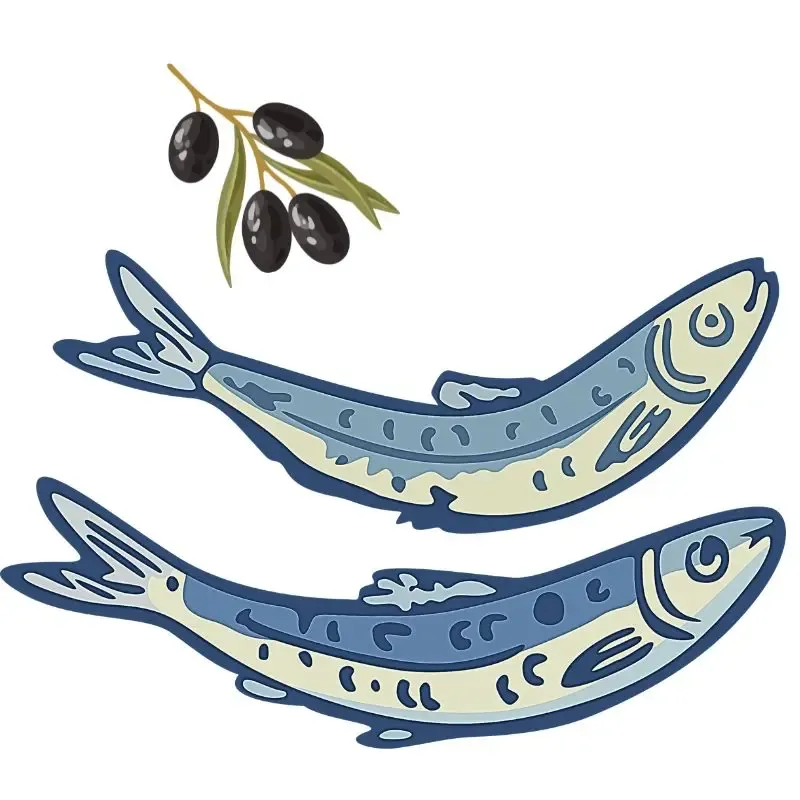 Fish and olives representing the Mediterranean Diet