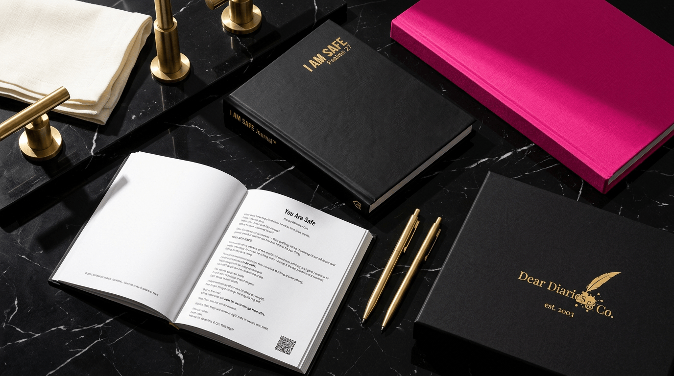 Luxury Christian journal gift set on a black table