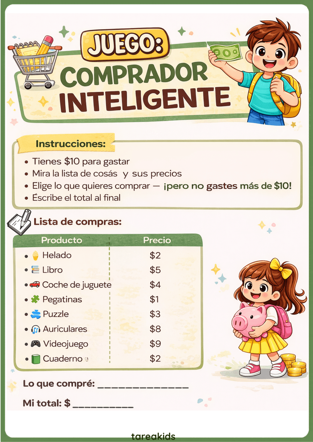 Comprador inteligente - Juego
