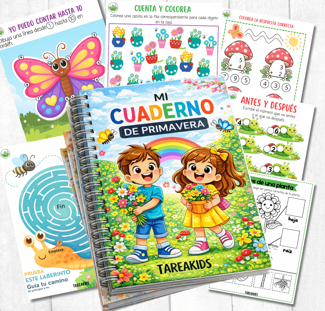 mi cuaderno de primavera para niños imprimible — TareaKids actividades educativas infantil
