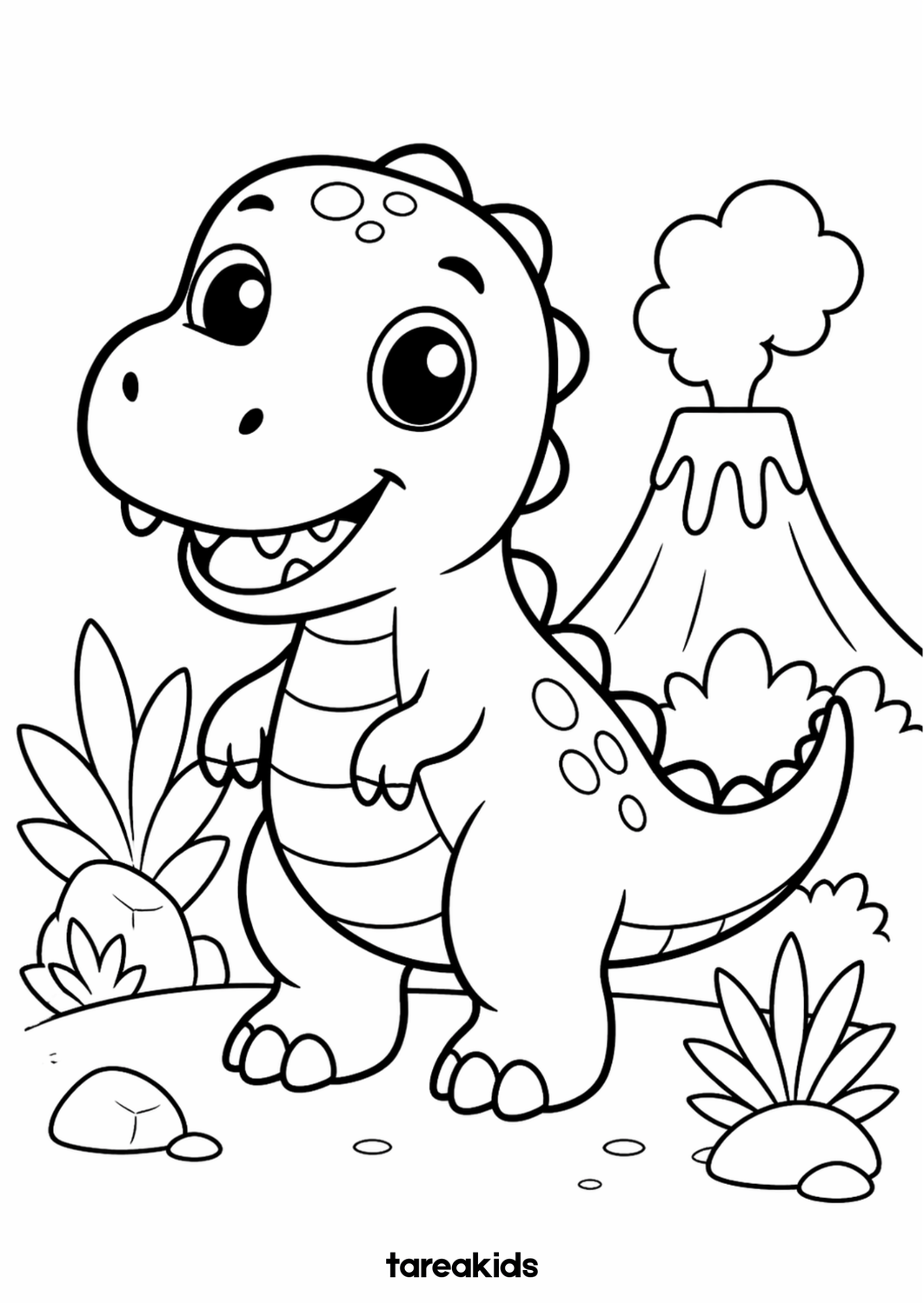 dinosaurio t rex para colorear niños pdf imprimible