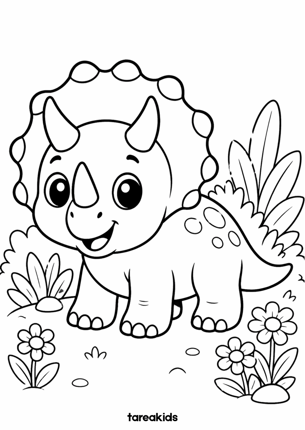 triceratops dibujo para colorear niños facil pdf