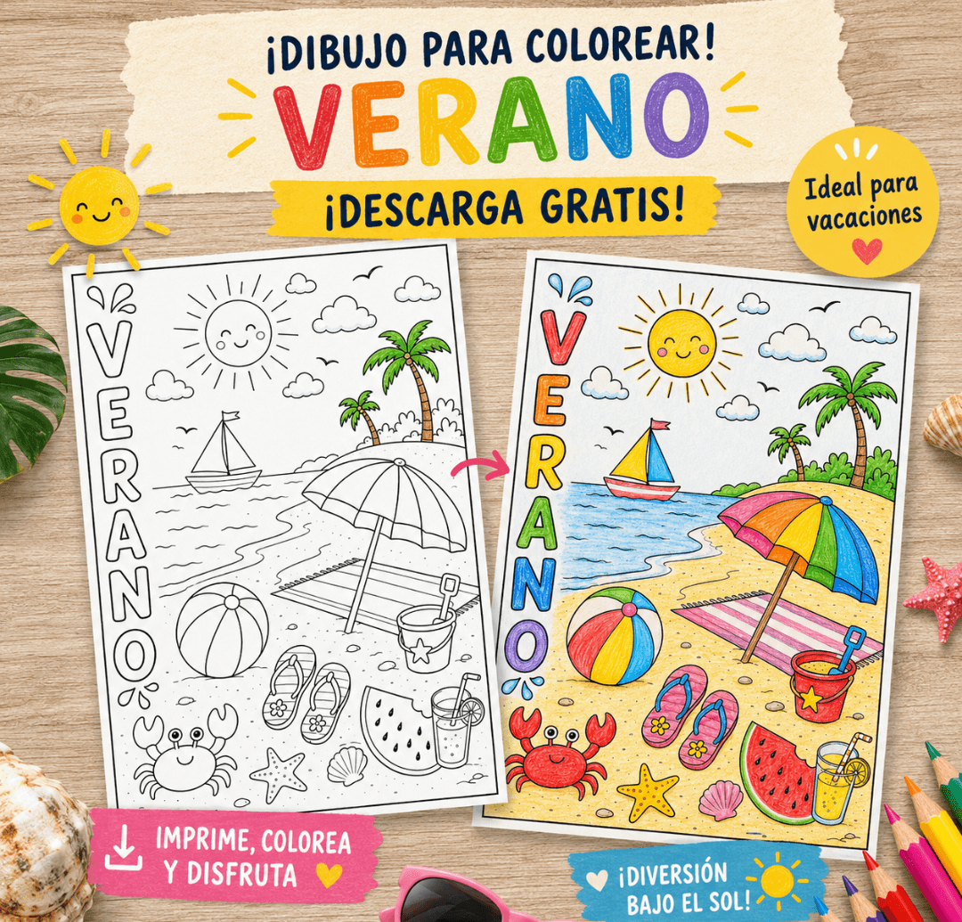 10 dibujos kawaii de verano para colorear GRATIS ¡imprime ahora!