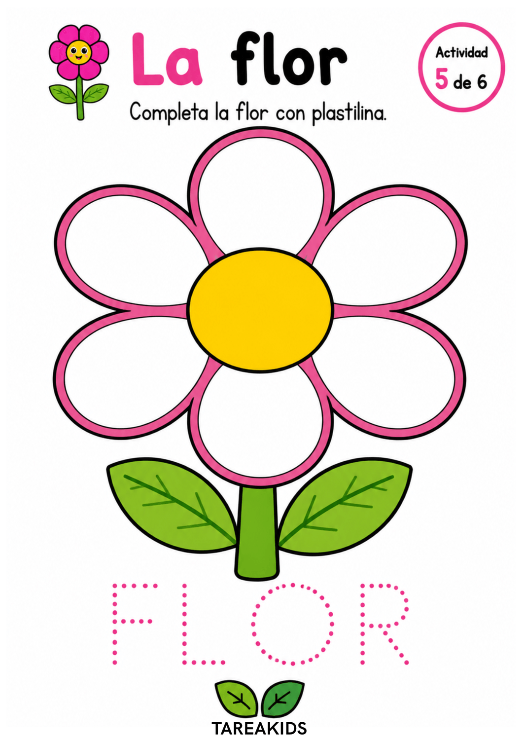 flor rosa con pétalos vacíos y centro amarillo