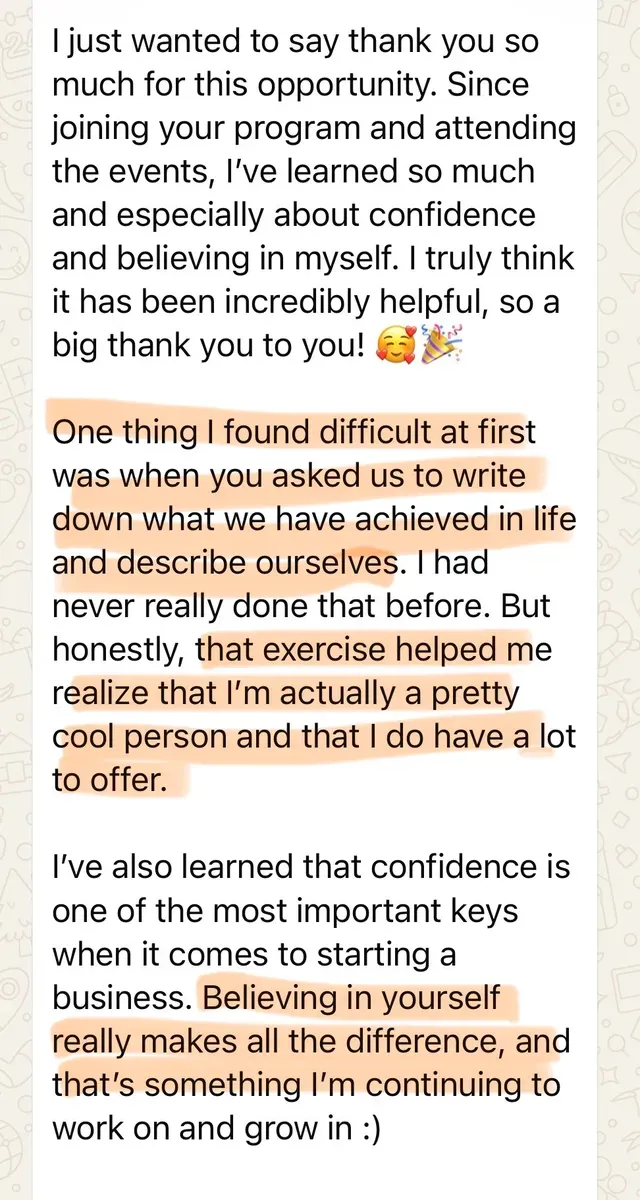 Message from a workshop participant