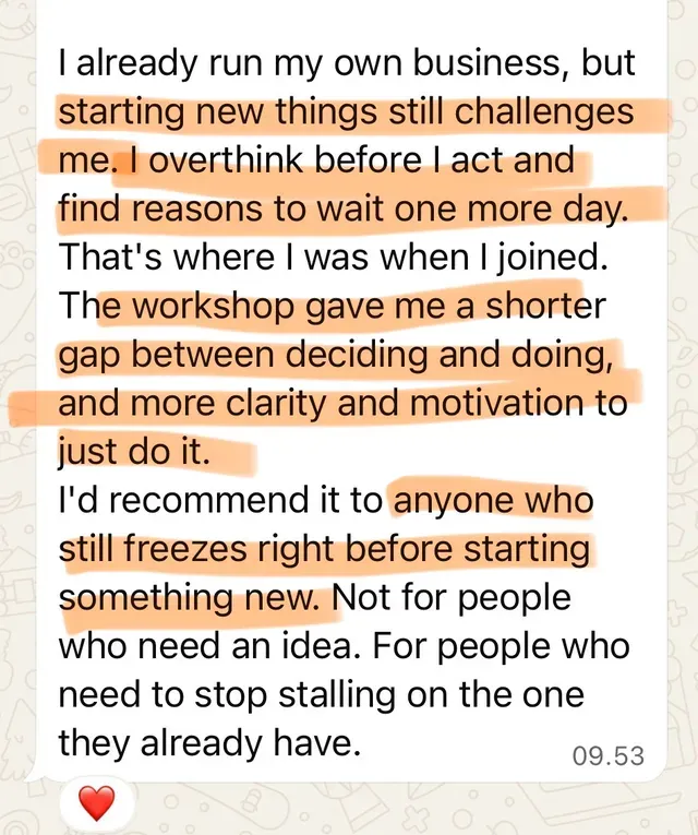 Message from a workshop participant