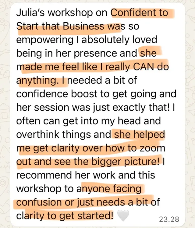 Message from a workshop participant