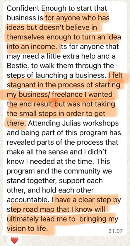 Message from a workshop participant