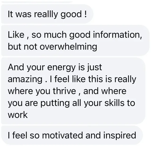 Message from a workshop participant