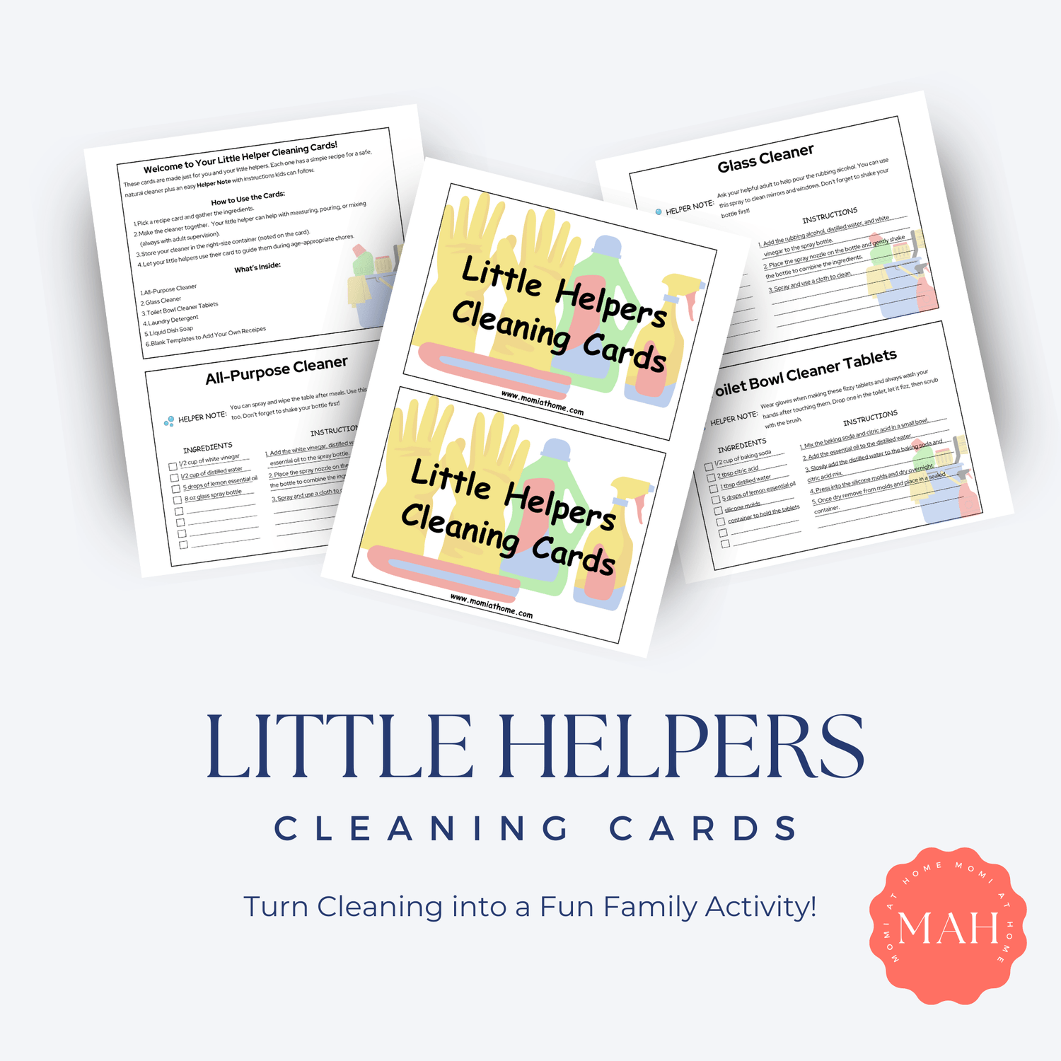 FREE Little Helper Cleaning Recipe Cards 