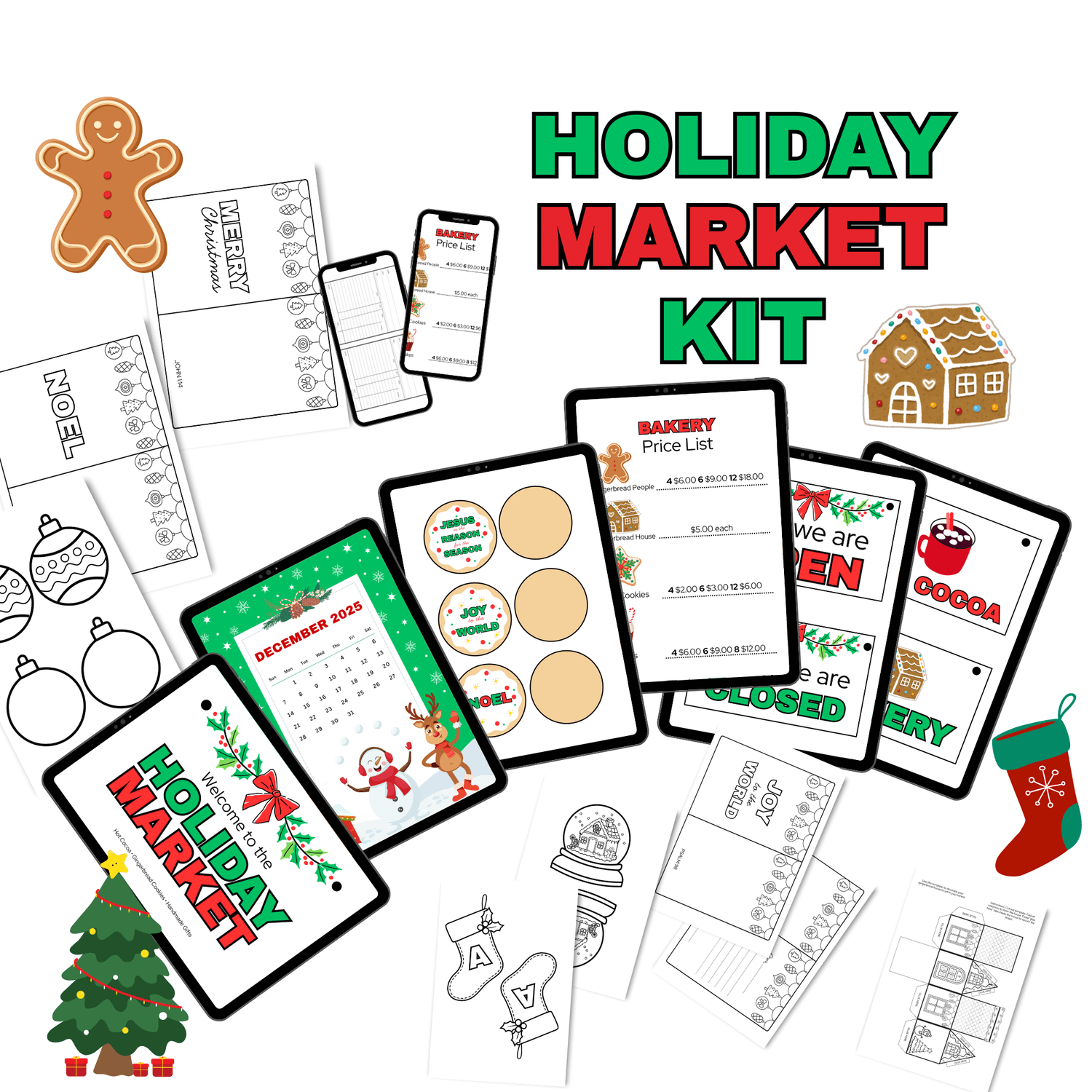 Printable Holiday Market Pretend Play Kit