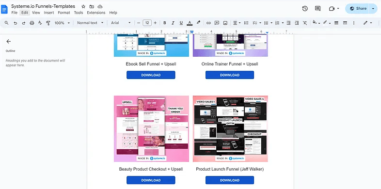 systeme io free funnel templates