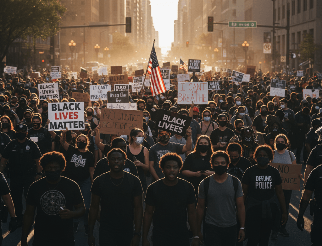 photo of Black Lives Matter marches.