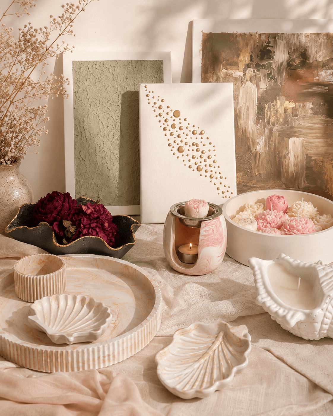 Handgemachte Kunst und Wohnaccessoires aus Yasmaines Atelier