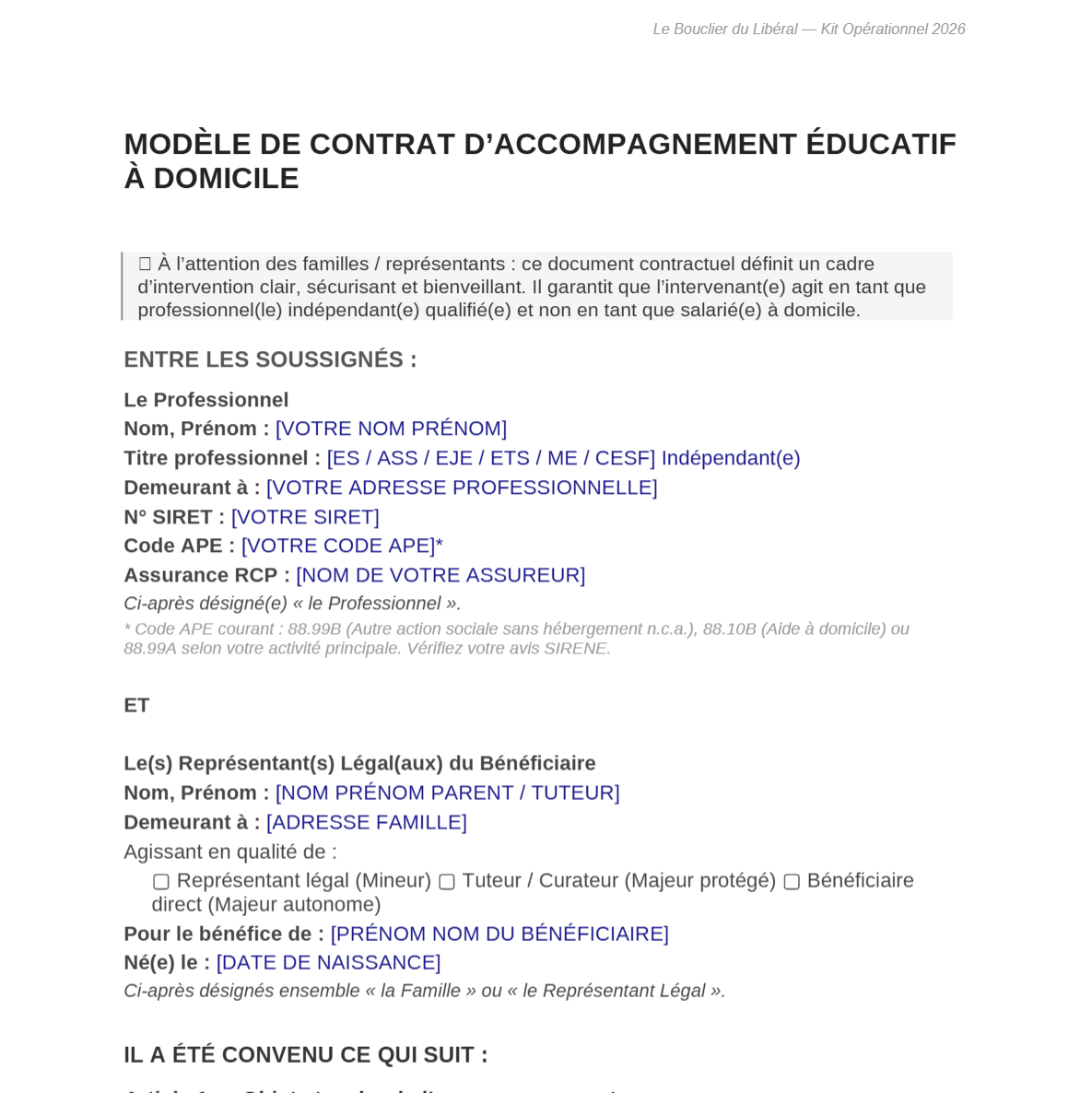 Contrat modifiable