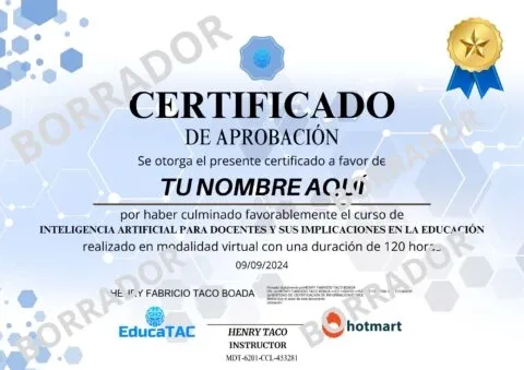 Certificado curso inteligencia artificial para docentes