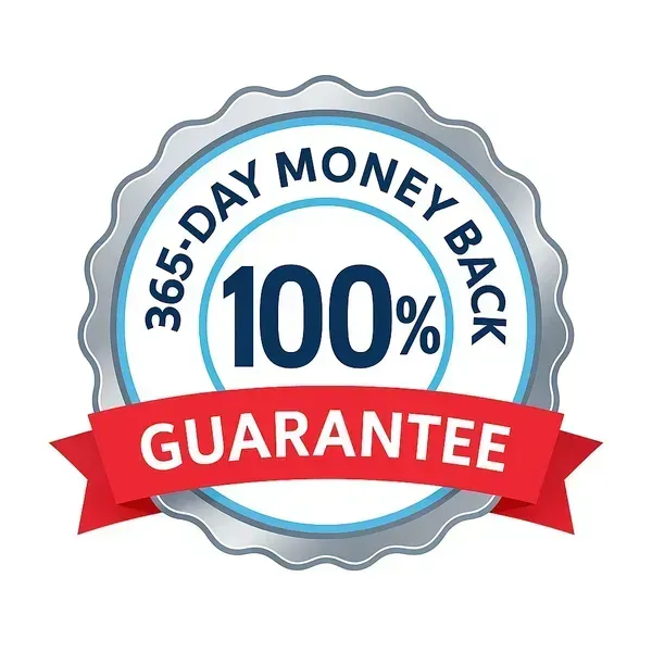 Professional 90-day money-back guarantee badge in gold and green colors with shield icon