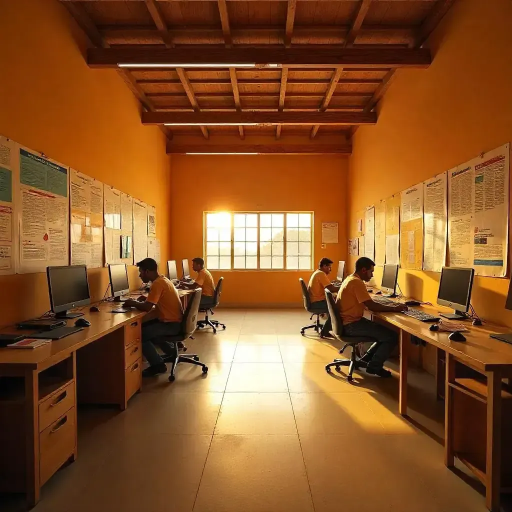 Exemple d’équipements modernes et d’ateliers techniques illustrant un centre de formation professionnelle complet et polyvalent.