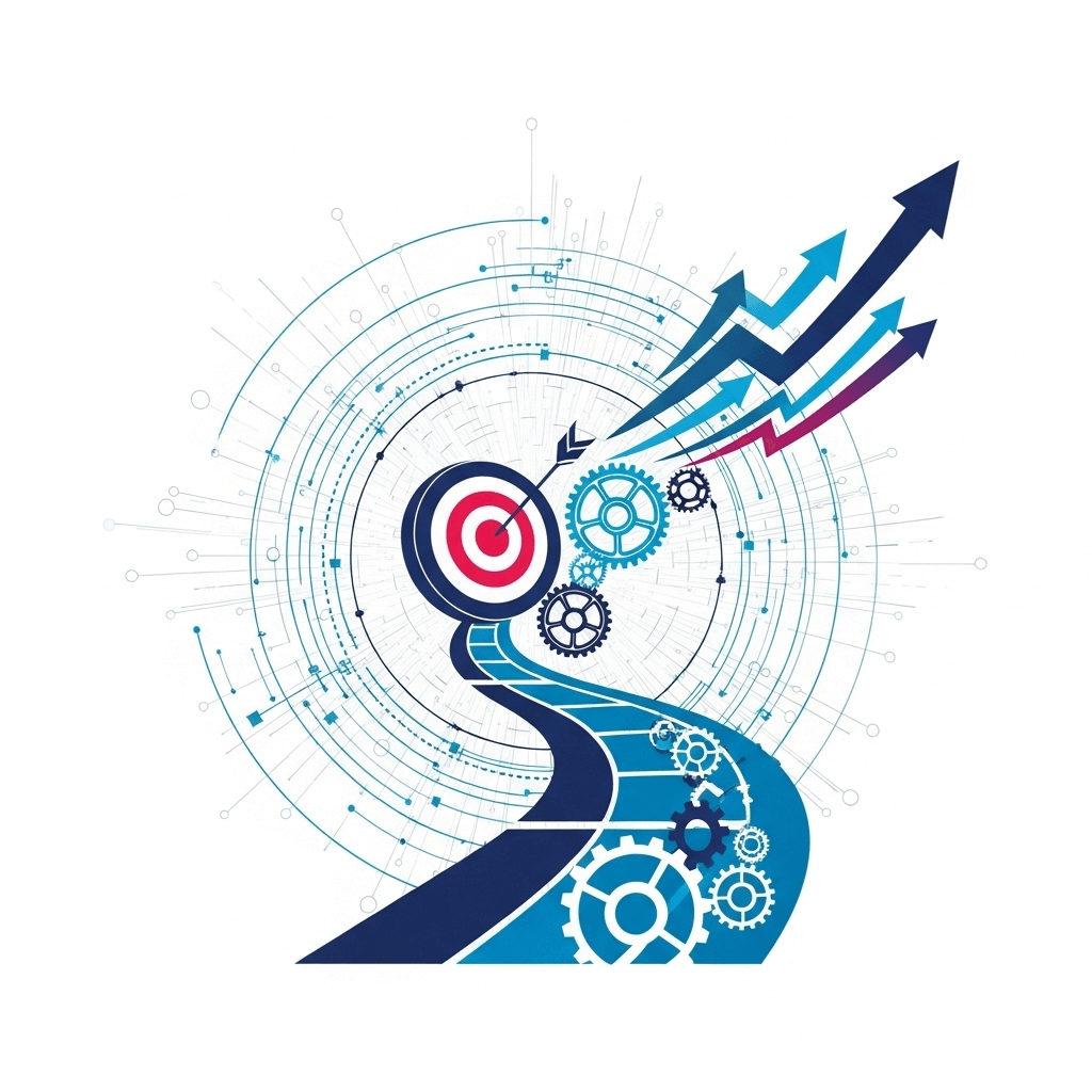 Le chemin structuré de l'objectif à l'action en entrepreneuriat : une synergie de vision, de processus et de croissance.