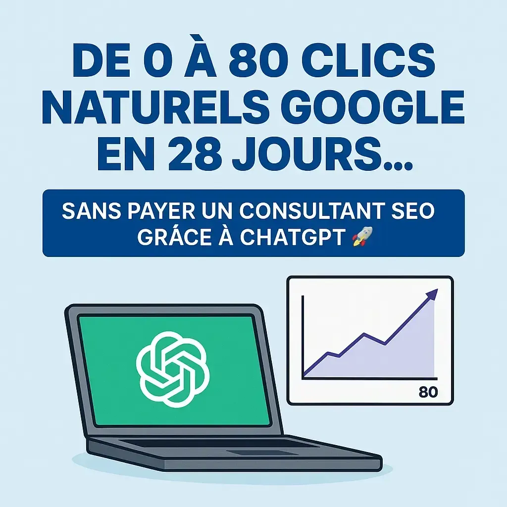 Découvrez comment j'ai boosté mon trafic Google de 0 à 80 clics naturels en seulement 28 jours, sans payer un consultant SEO, grâce à l'utilisation stratégique de ChatGPT. 🚀