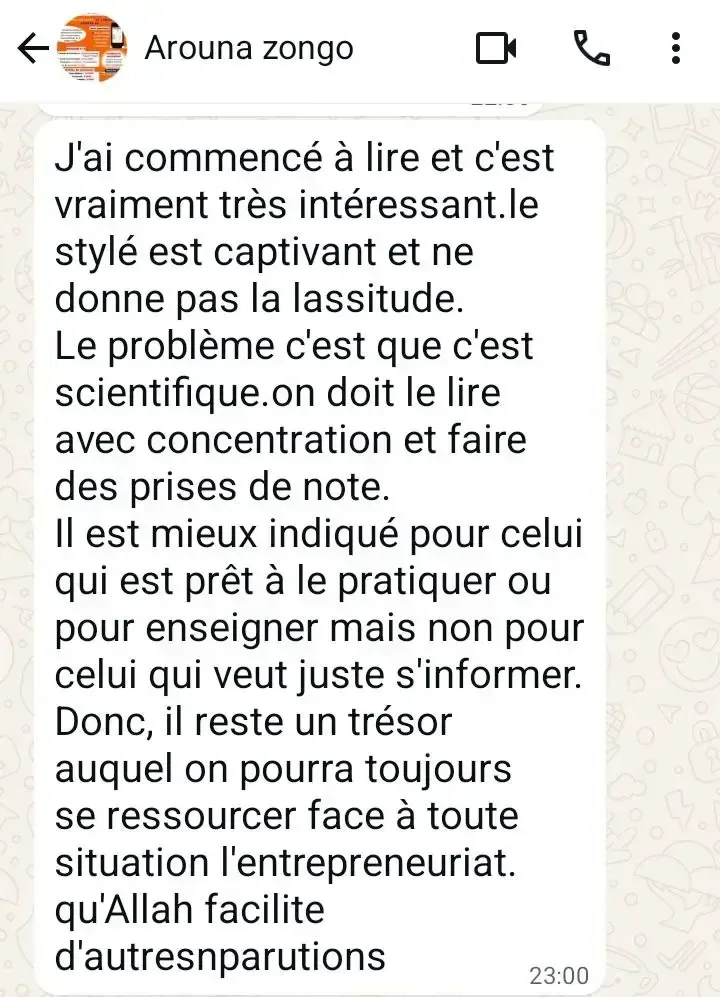 Témoignage WhatsApp de M ZONGO