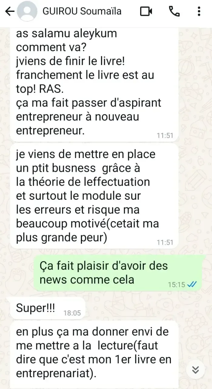 Témoignage WhatsApp de M. GUIROU