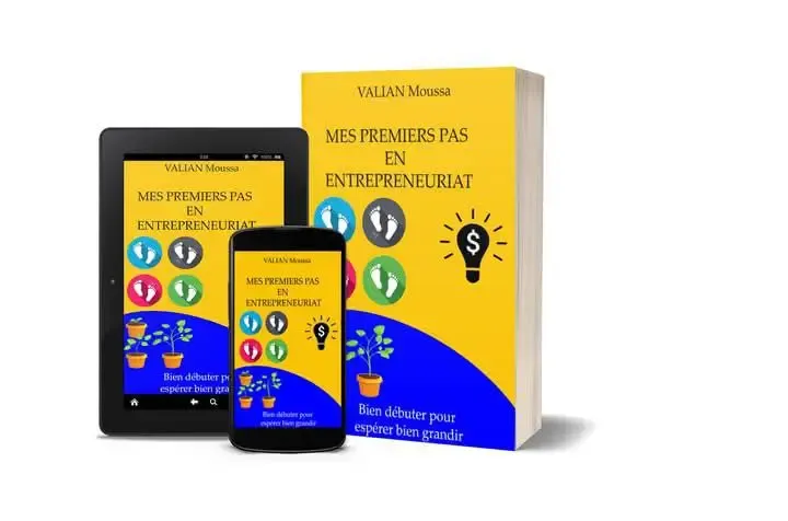 Le muckup du livre "Mes premiers pas en entrepreneuriat"
