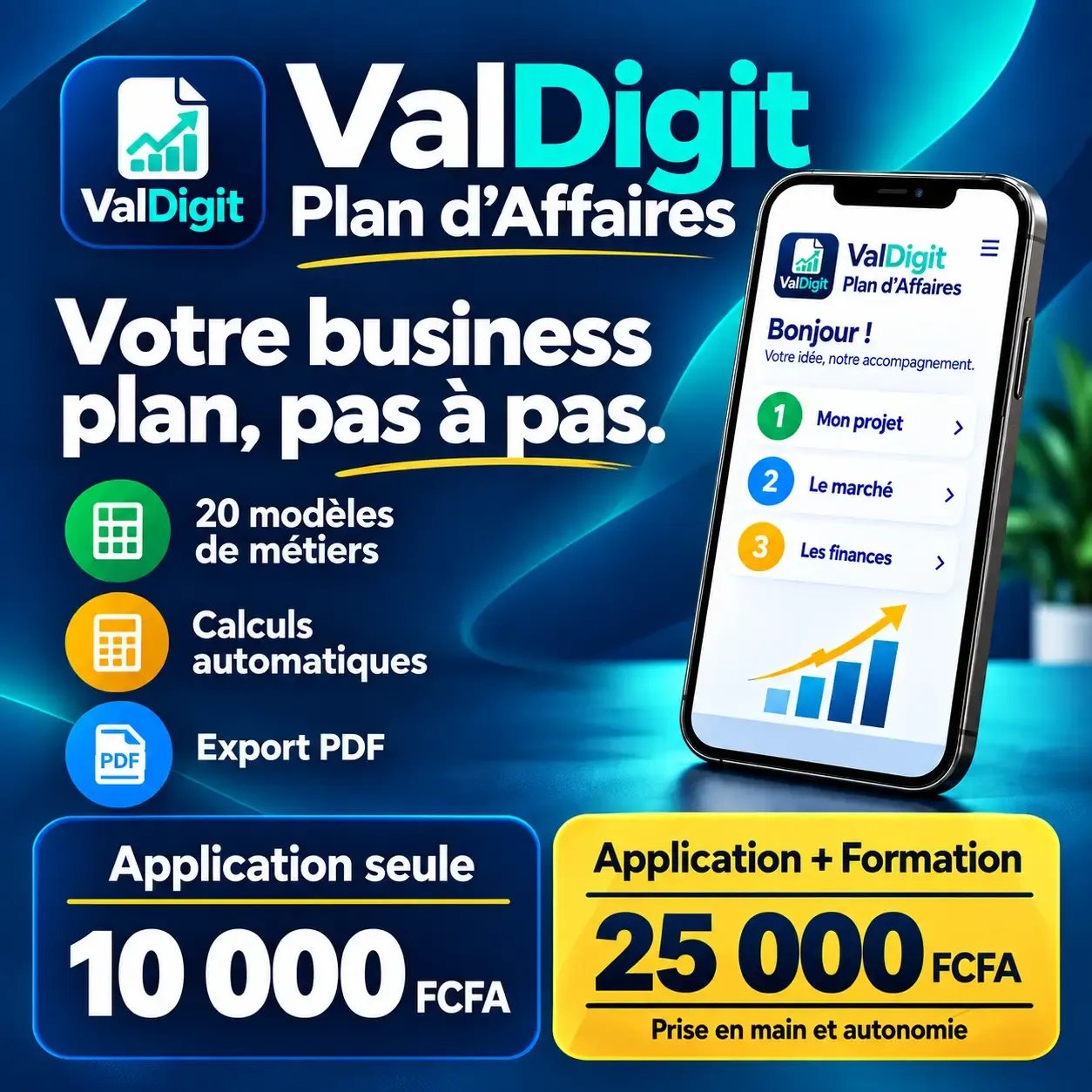 Cette image présente la miniature de l’application ValDigit Plan d’Affaires.