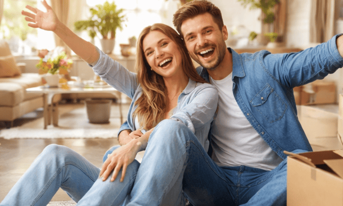 image couple enlacé heureux