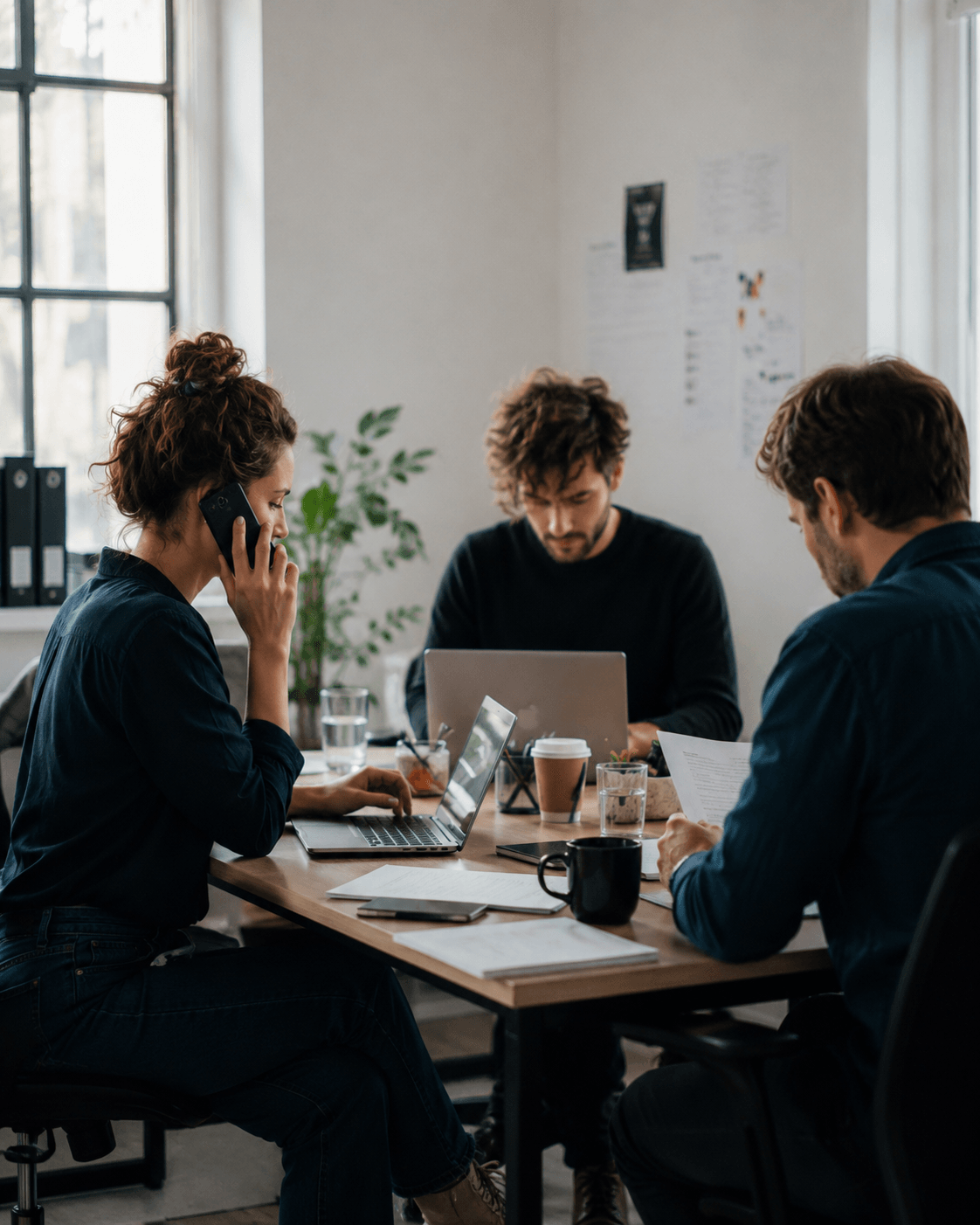 Kleines Team arbeitet gemeinsam im Büro