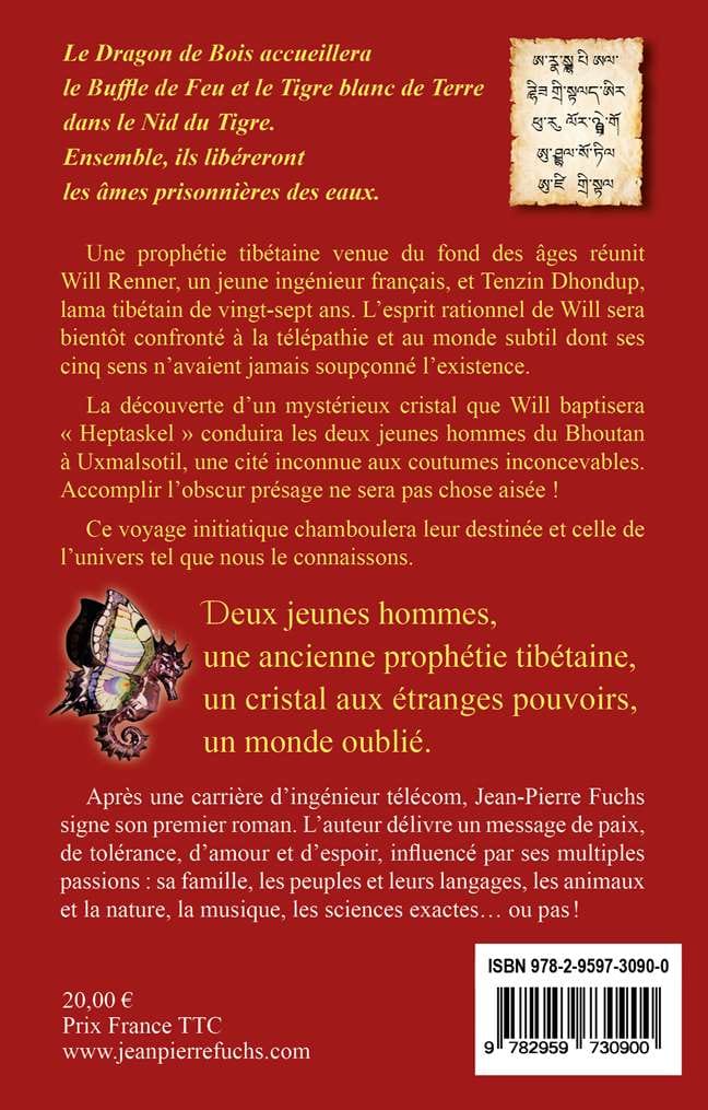 Quatrième de couverture du roman "Heptaskel - Le Cristal des Mémoires" de Jean-Pierre Fuchs