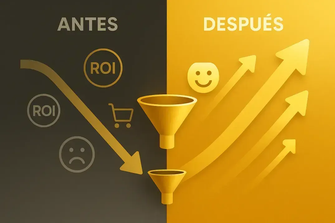 Gráfico de crecimiento de conversiones y ROI como resultado directo de aplicar alineación cognitiva en ecommerce.