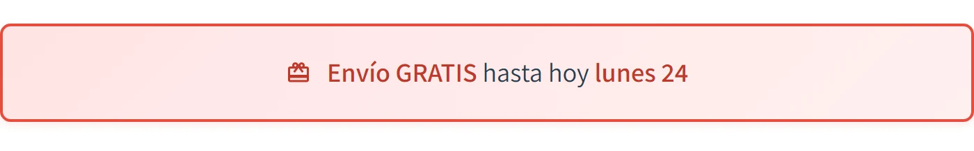 captura de la barra de envío gratis que escribe sola el día de hoy, con los días de la semana ya traducidos al español