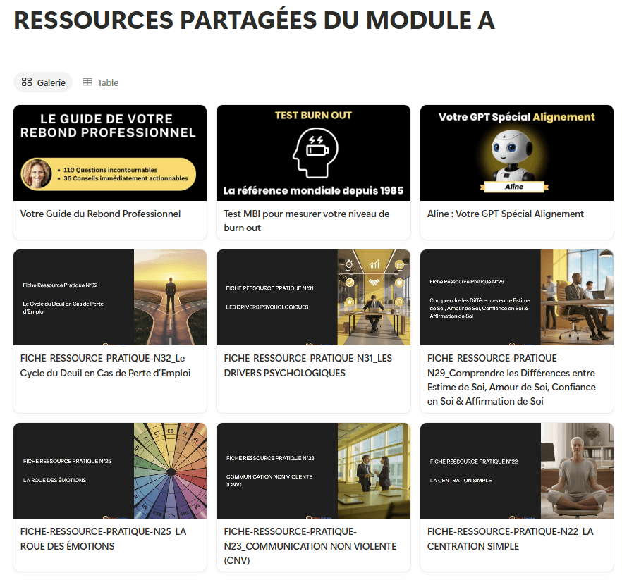 Ressources partagées du module A