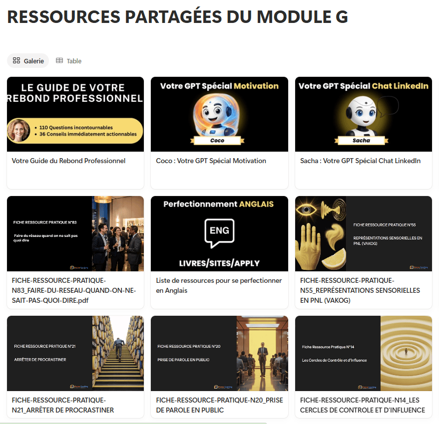 Ressources partagées du module G