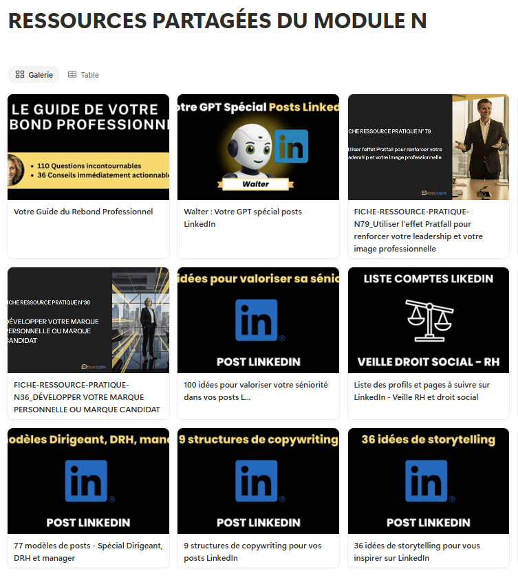 Ressources partagées du module N