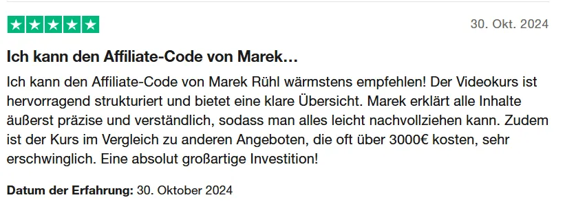 Erfahrungen zum The Affiliate Code - von Marek Rühl