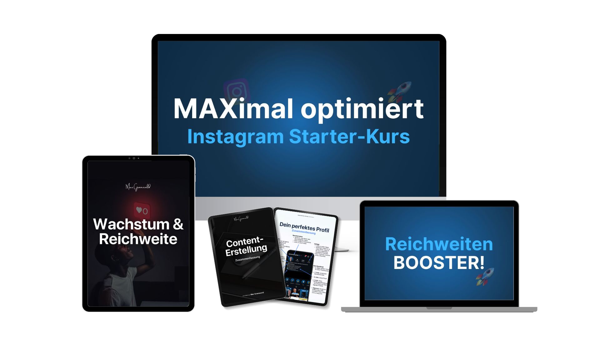 Mockup von MAXimal optimiert - Onlinekurs zur Profiloptimierung auf Instagram
