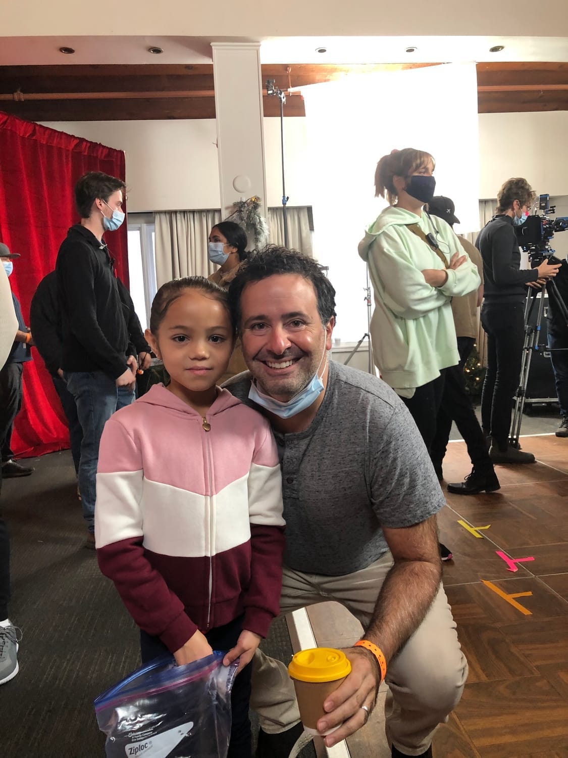 Vanessa Fox with director Brian Herzlinger behind the scenes of Christmas Dance Reunion