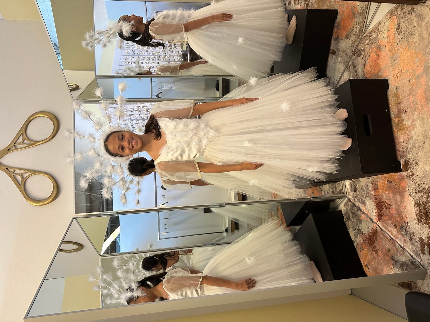 Vanessa Fox in full Snowflake costume during Murdoch Mysteries behind-the-scenes wardrobe fitting.