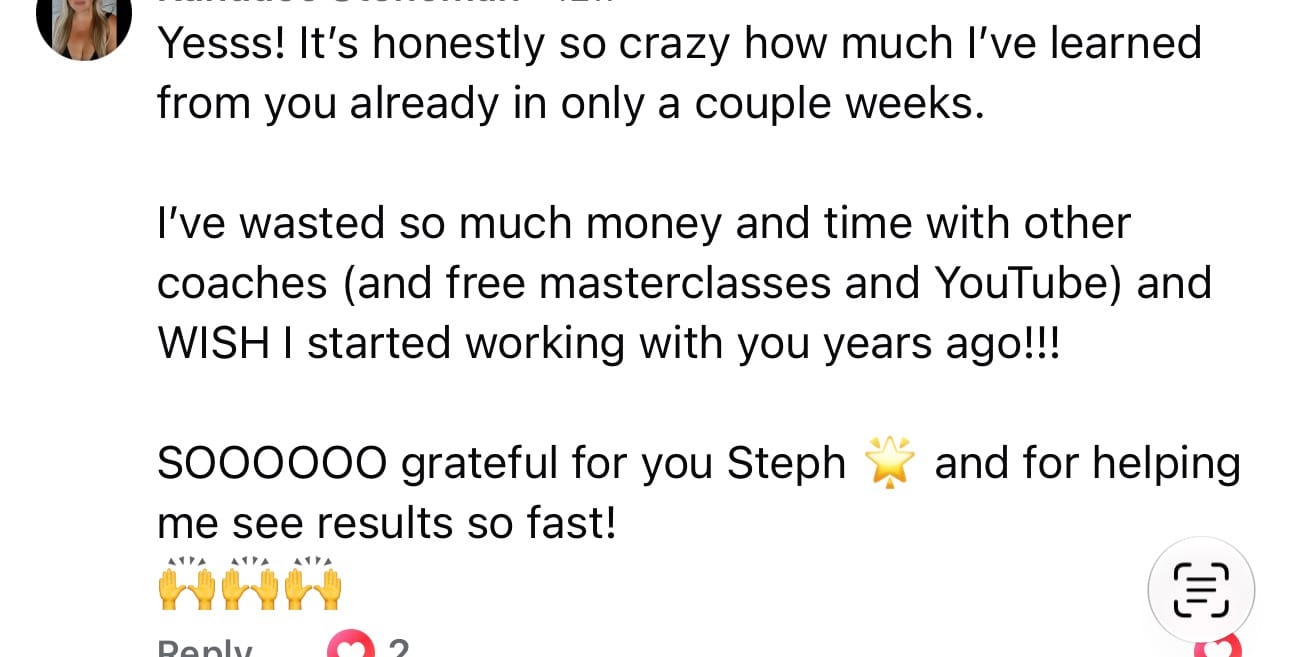 Client comment about learning more in weeks than from years of other coaches
