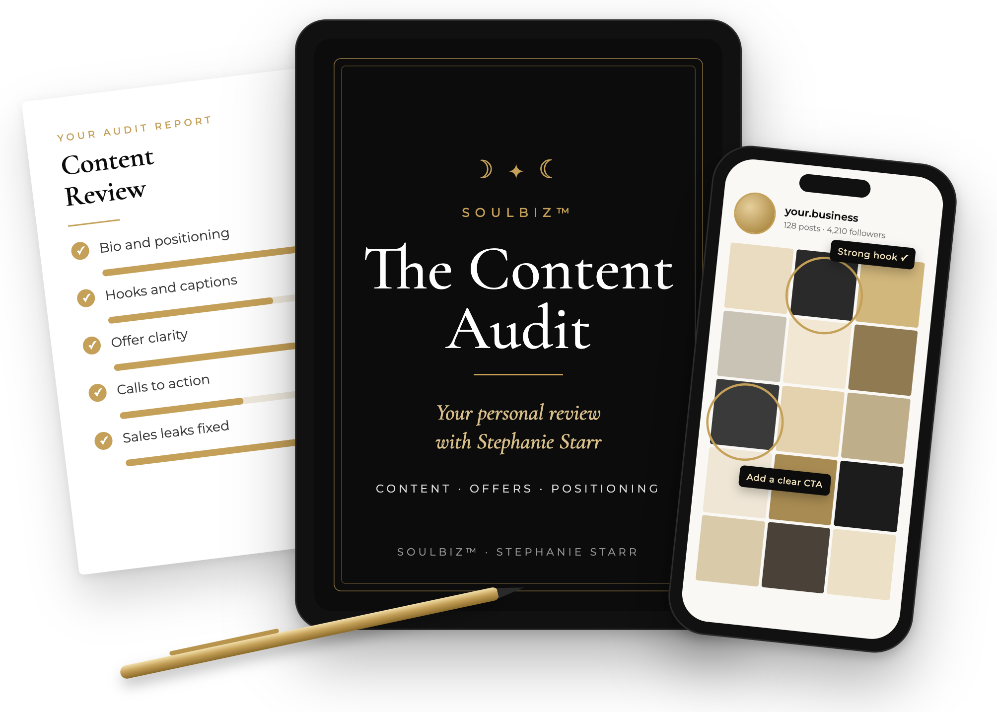 The SoulBiz Content Audit mockup