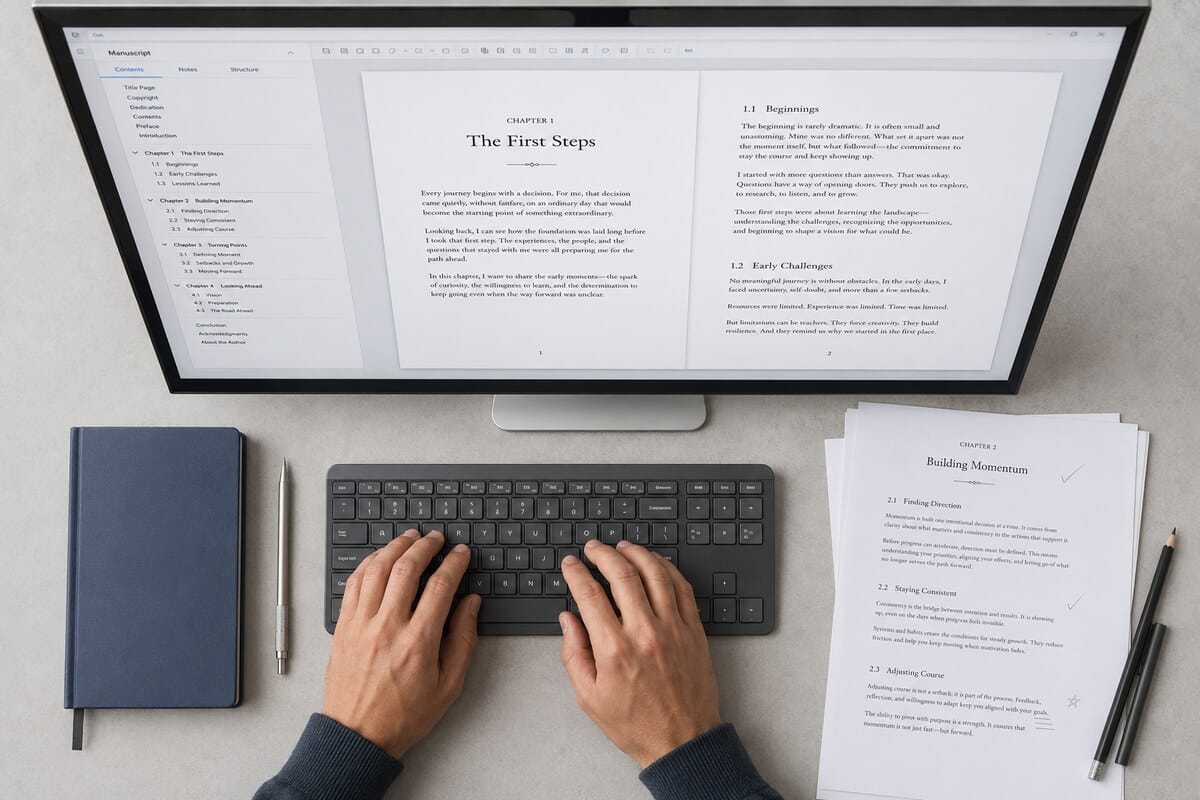 Refine, edit, and format the manuscript into professional book pages