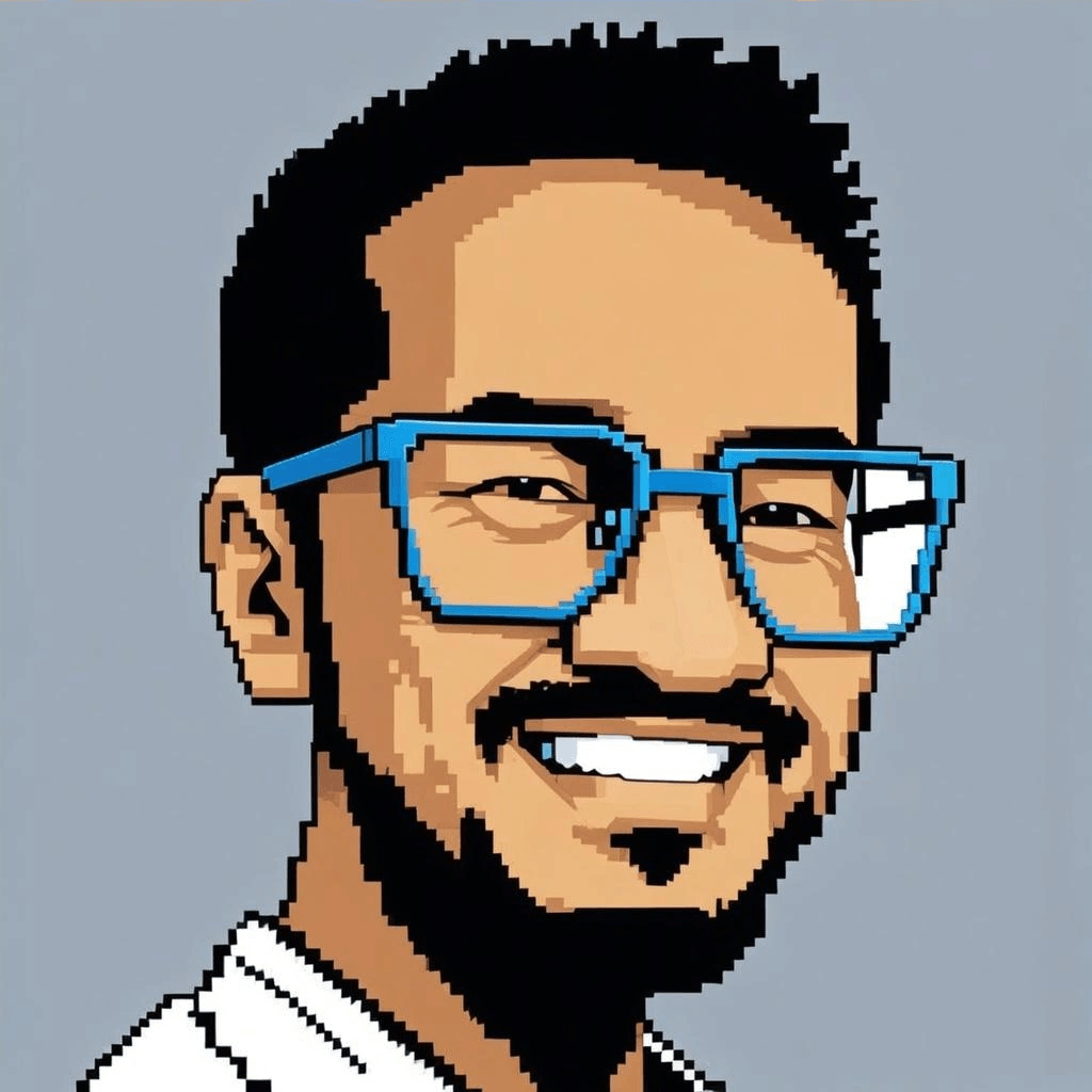 Frank Dias 8-bit profile image wearing glasses