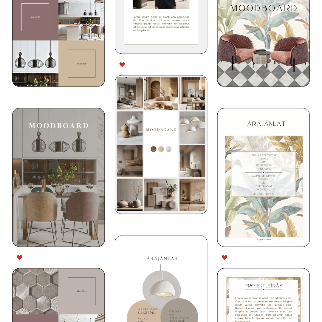 Canva moodboard, árajánlat, projektleírás